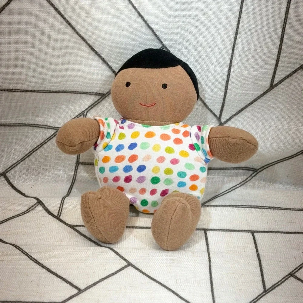 Lovevery Organic Cotton Baby Doll 7in Multicolor Polka Dot Sensory Plush Toy